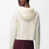Sweat à capuche zippé en laine Blanc