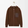 Sweat à capuche zippé en laine Marron Sweat à capuche zippé en laine Marron