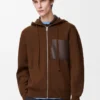 Sweat à capuche zippé en laine Marron Sweat à capuche zippé en laine Marron