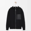 Sweat à capuche zippé en laine Noir