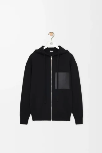 Sweat à capuche zippé en laine Noir