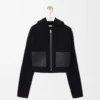 Sweat à capuche zippé en laine Noir