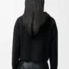 Sweat à capuche zippé en laine Noir