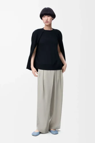 Sweat-shirt cape en coton mélangé Bleu nuit
