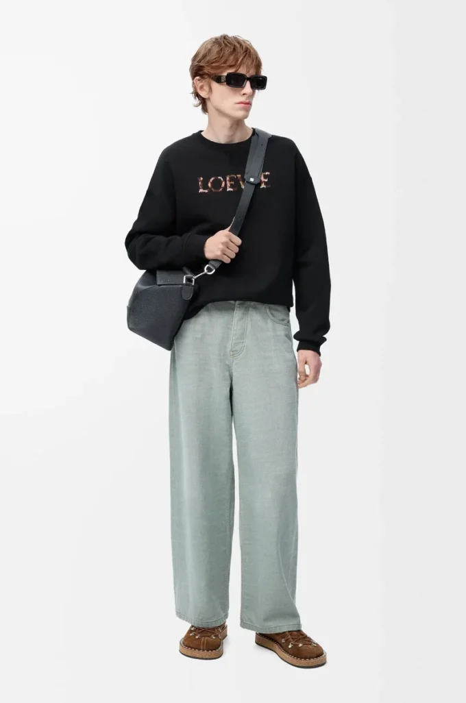 Sweat-shirt coupe classique en coton Noir
