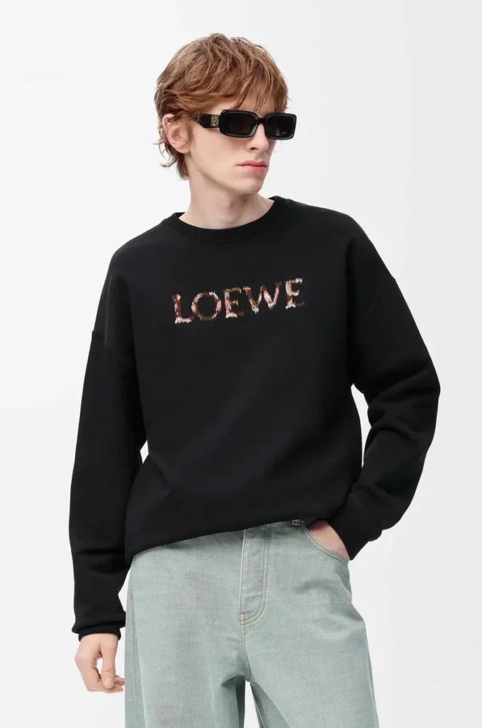 Sweat-shirt coupe classique en coton Noir