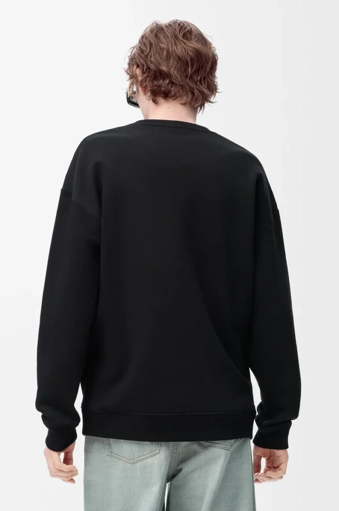 Sweat-shirt coupe classique en coton Noir