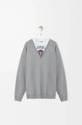 Sweat-shirt en coton gris chiné