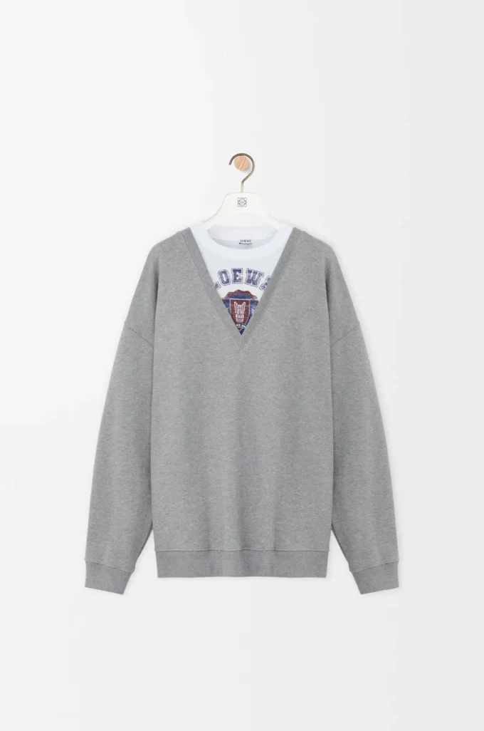 Sweat-shirt en coton gris chiné