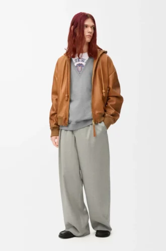 Sweat-shirt en coton gris chiné