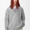 Sweat-shirt en coton gris chiné