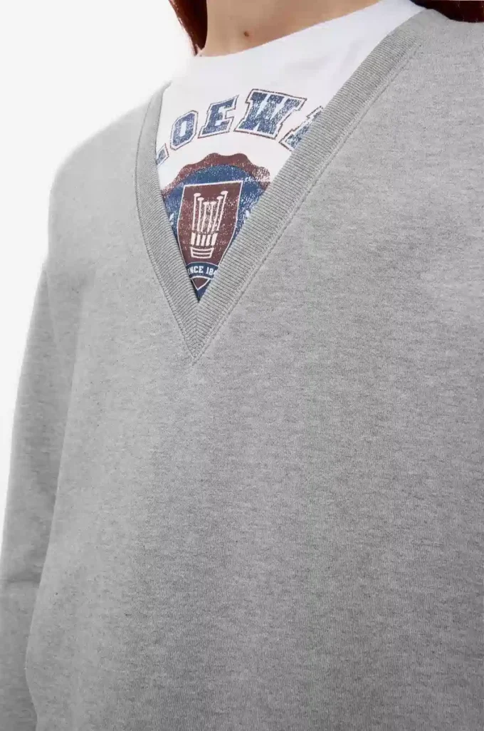 Sweat-shirt en coton gris chiné