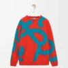 Sweat-shirt en laine et coton bleu/orange Sweat-shirt en laine et coton bleu/orange