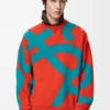 Sweat-shirt en laine et coton bleu/orange Sweat-shirt en laine et coton bleu/orange