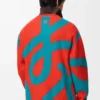 Sweat-shirt en laine et coton bleu/orange Sweat-shirt en laine et coton bleu/orange