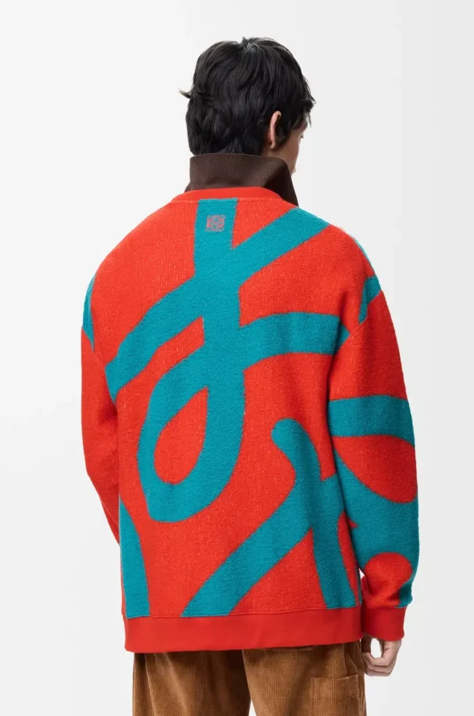 Sweat-shirt en laine et coton bleu/orange Sweat-shirt en laine et coton bleu/orange