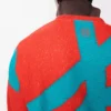 Sweat-shirt en laine et coton bleu/orange Sweat-shirt en laine et coton bleu/orange