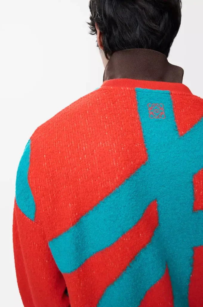 Sweat-shirt en laine et coton bleu/orange Sweat-shirt en laine et coton bleu/orange