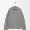 Sweat-shirt polo en coton et cachemire gris plomb Sweat-shirt polo en coton et cachemire gris plomb