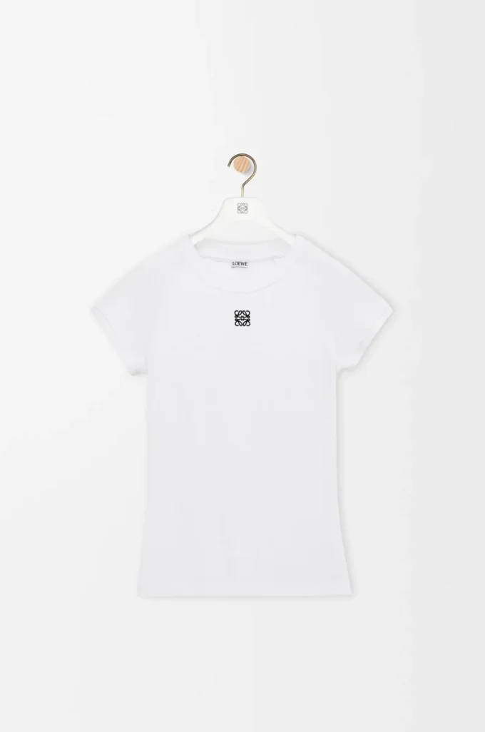 T-shirt ajusté en coton mélangé Blanc T-shirt ajusté en coton mélangé Blanc