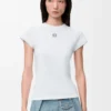 T-shirt ajusté en coton mélangé Blanc T-shirt ajusté en coton mélangé Blanc