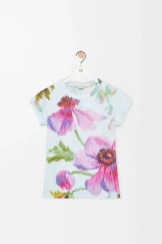 T-shirt ajusté en coton mélangé Bleu clair/Multicolore