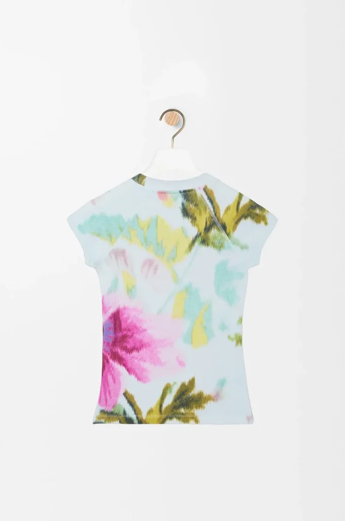 T-shirt ajusté en coton mélangé Bleu clair/Multicolore T-shirt ajusté en coton mélangé Bleu clair/Multicolore