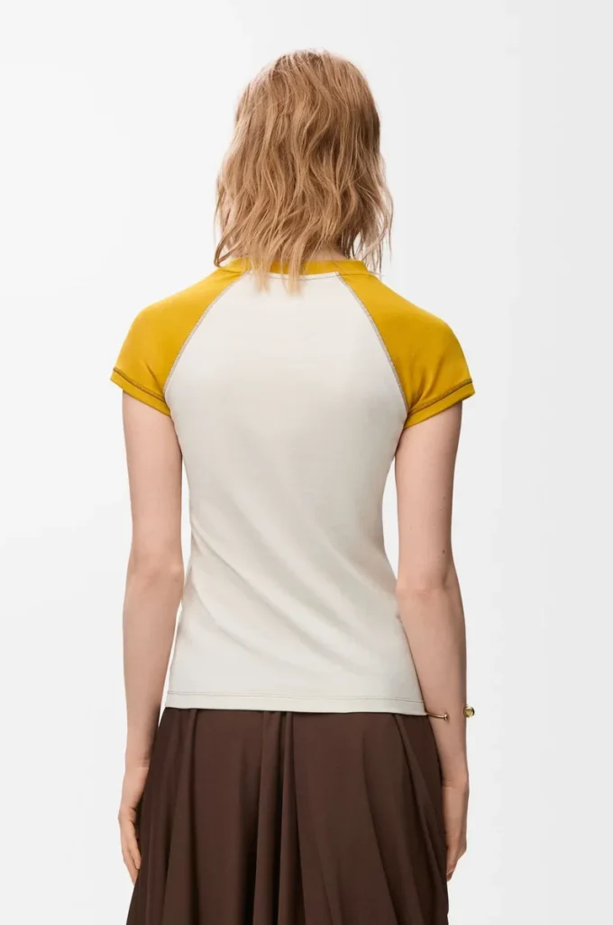 T-shirt ajusté en coton mélangé Moutarde/Bronze T-shirt ajusté en coton mélangé Moutarde/Bronze