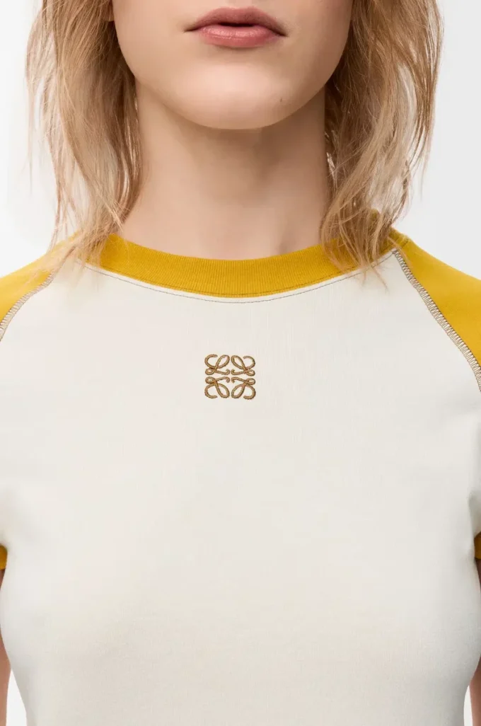 T-shirt ajusté en coton mélangé Moutarde/Bronze T-shirt ajusté en coton mélangé Moutarde/Bronze