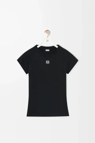 T-shirt ajusté en coton mélangé Noir