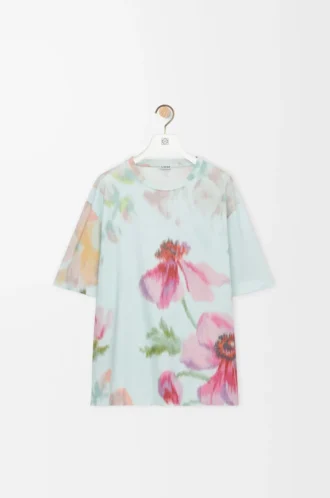 T-shirt ample en coton bleu clair/multicolore