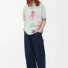 T-shirt ample en coton bleu clair/multicolore