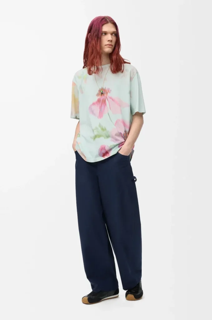 T-shirt ample en coton bleu clair/multicolore