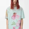 T-shirt ample en coton bleu clair/multicolore