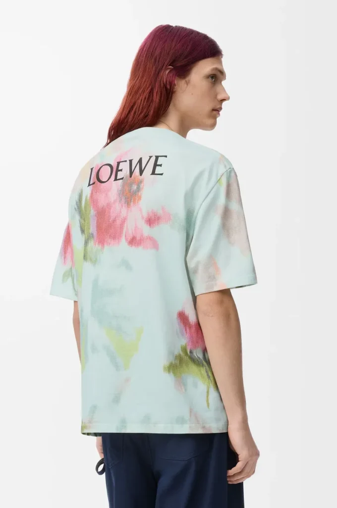 T-shirt ample en coton bleu clair/multicolore
