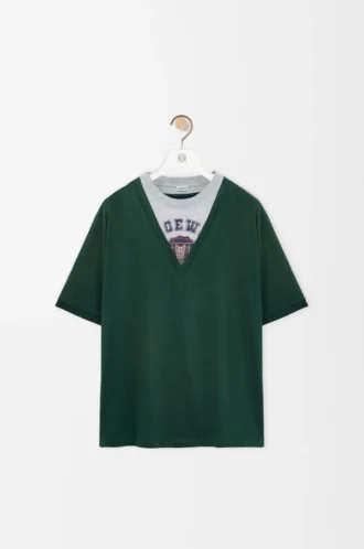 T-shirt ample en coton mélangé vert/gris