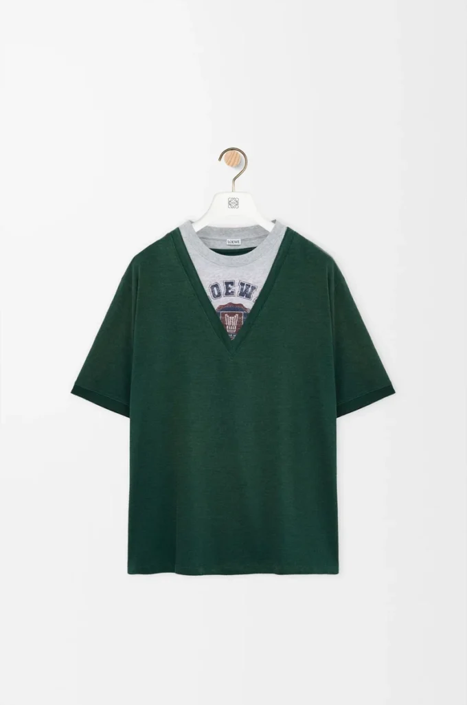 T-shirt ample en coton mélangé vert/gris T-shirt ample en coton mélangé vert/gris