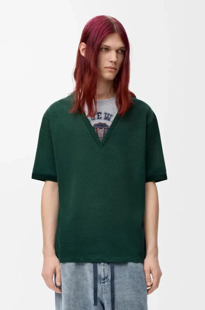T-shirt ample en coton mélangé vert/gris T-shirt ample en coton mélangé vert/gris