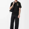 T-shirt ample en coton noir/multicolore