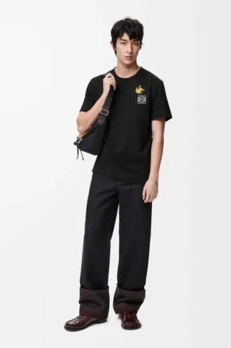 T-shirt ample en coton noir/multicolore