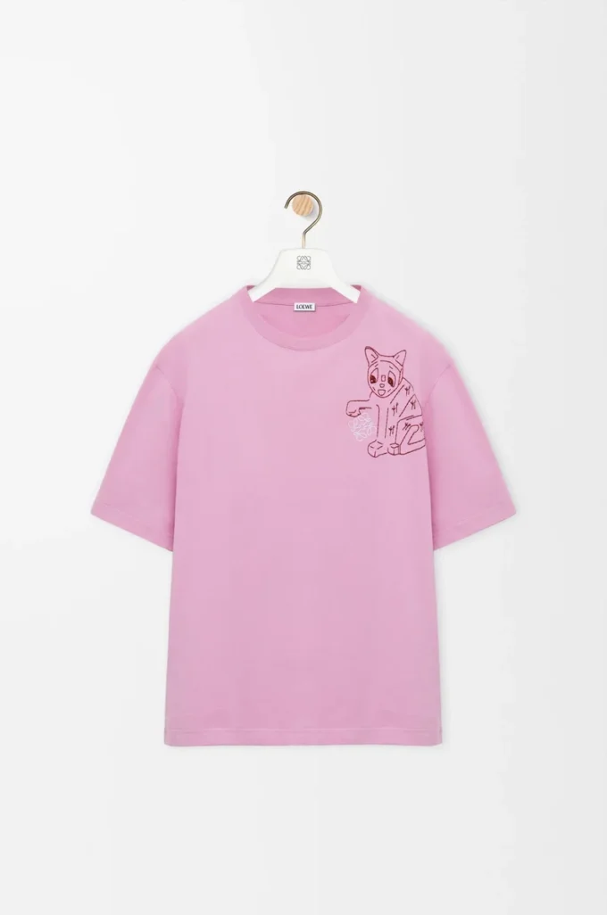 T-shirt ample en coton rose