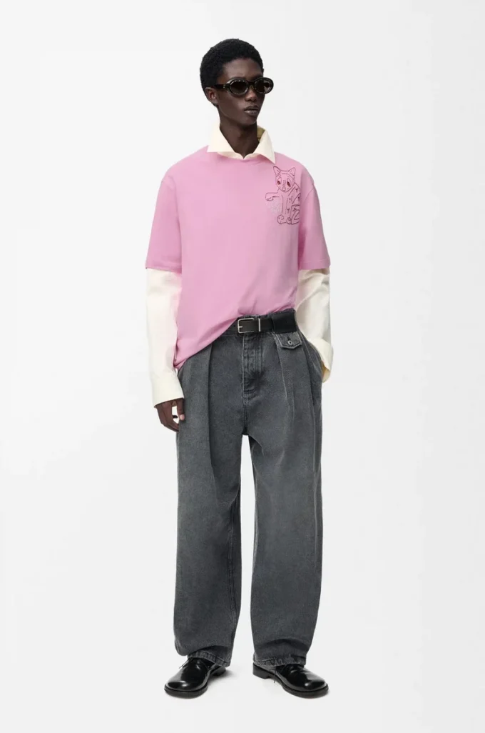T-shirt ample en coton rose