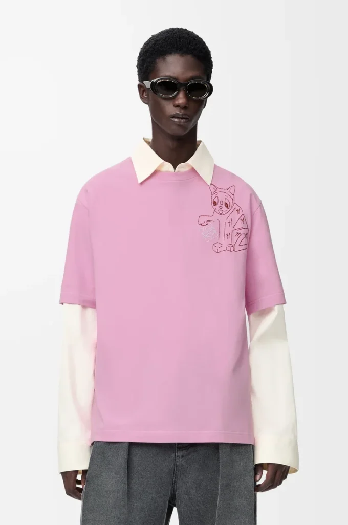 T-shirt ample en coton rose