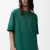 T-shirt ample en coton vert foncé