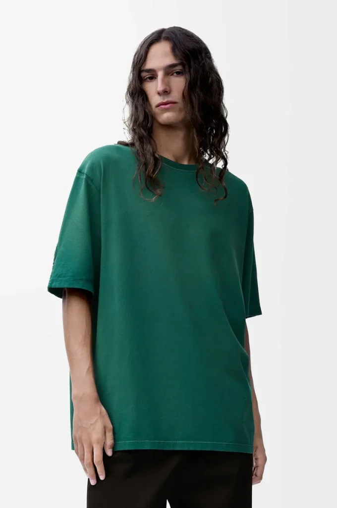 T-shirt ample en coton vert foncé