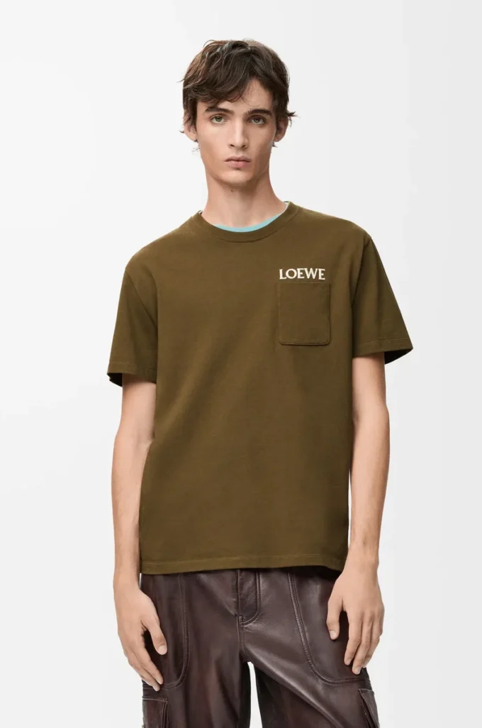 T-shirt ample en coton vert kaki