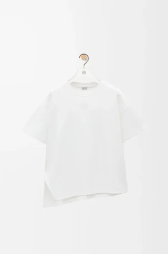 T-shirt asymétrique en coton mélangé blanc
