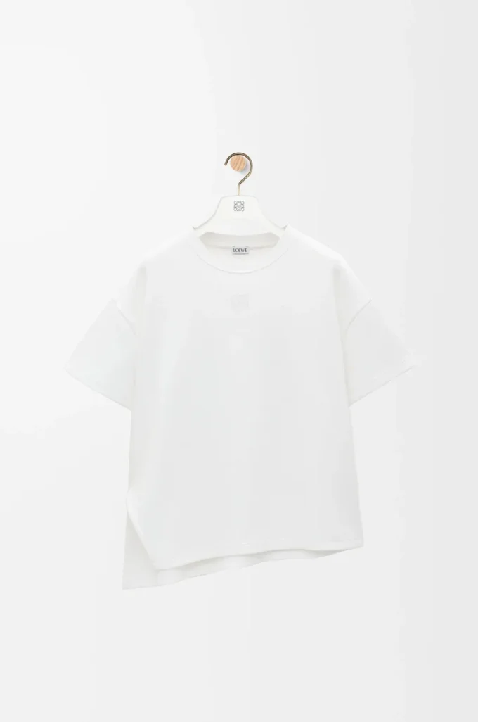T-shirt asymétrique en coton mélangé blanc