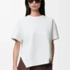 T-shirt asymétrique en coton mélangé blanc