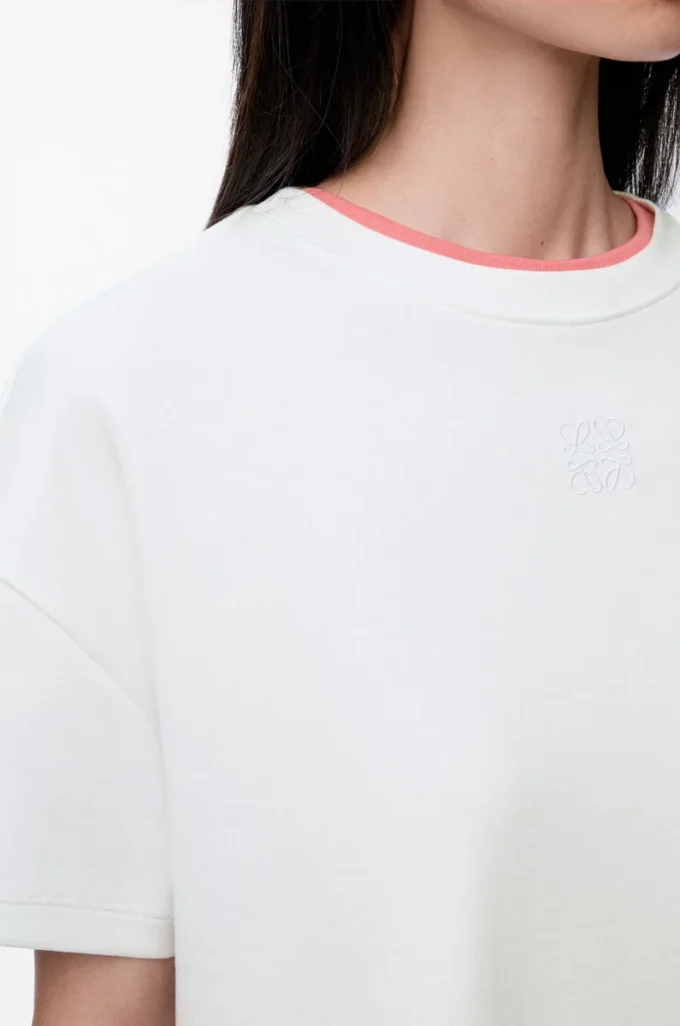 T-shirt asymétrique en coton mélangé blanc